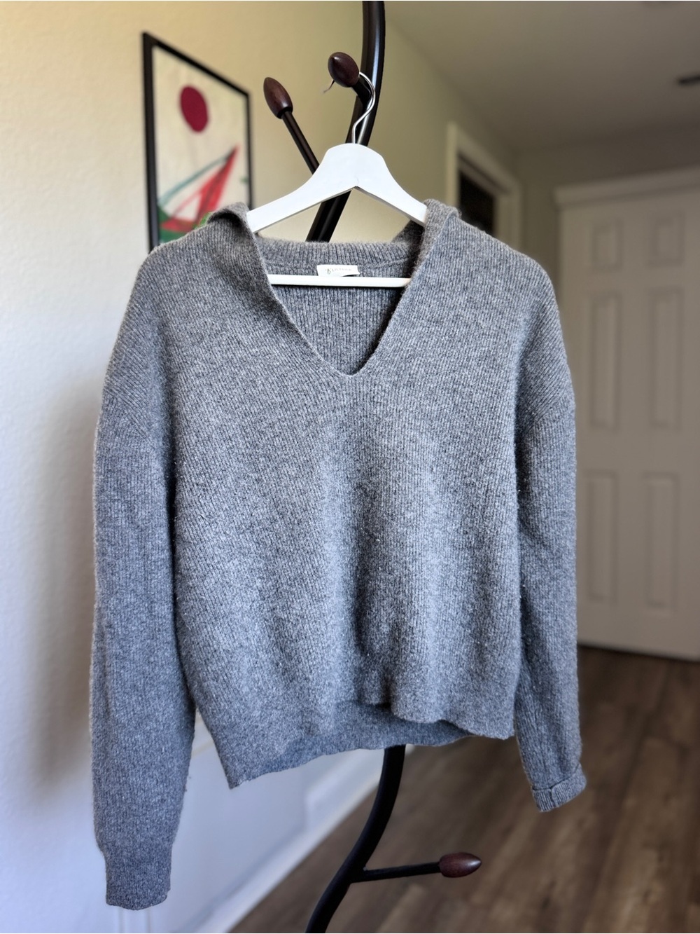 Cozy V-Neck Women’s Sweater — Gray